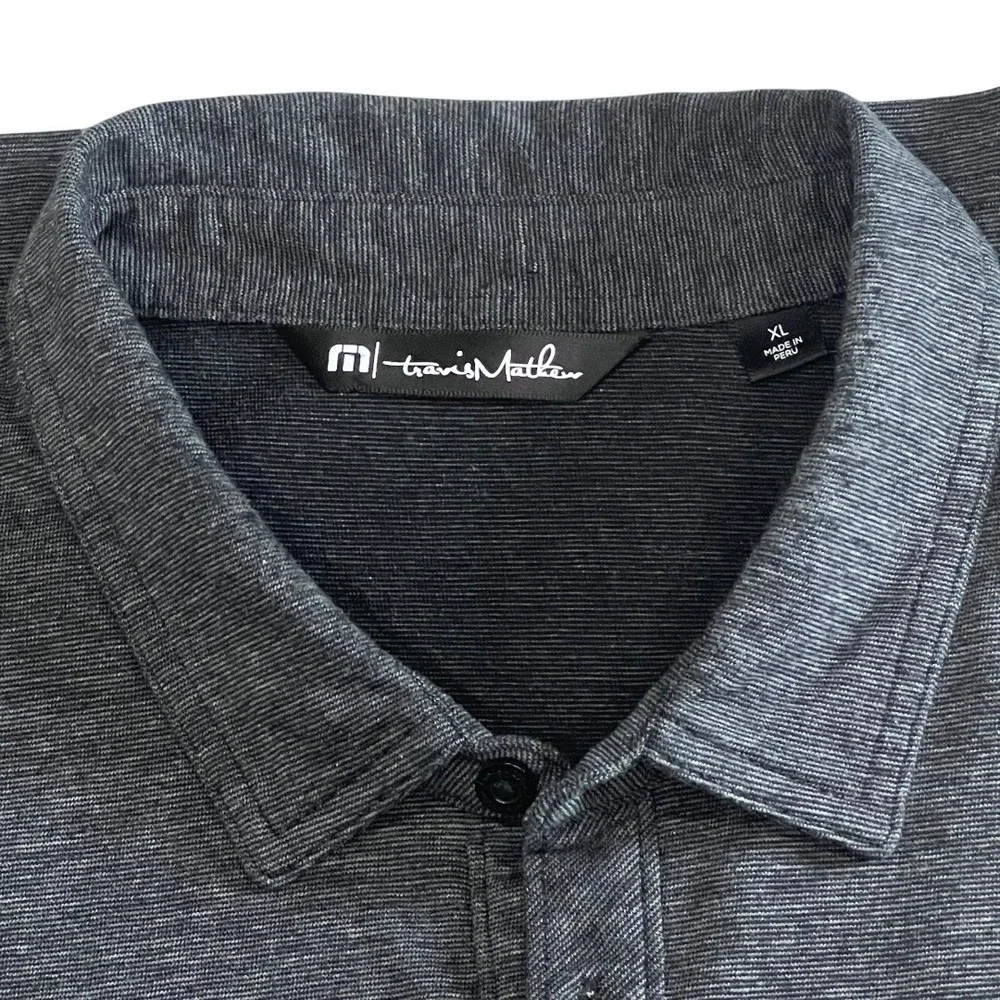 Travis Mathew Zinna Polo Shirt Men's XL Heather Dark Gray Pima Cotton Blend Golf